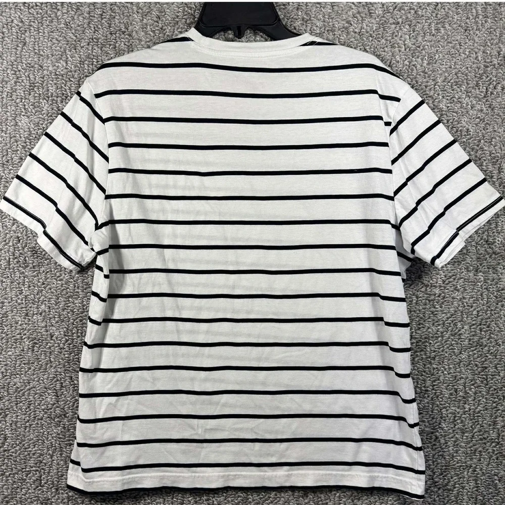 Banana Republic T-Shirt White Striped Premium Wash Mens Large‎